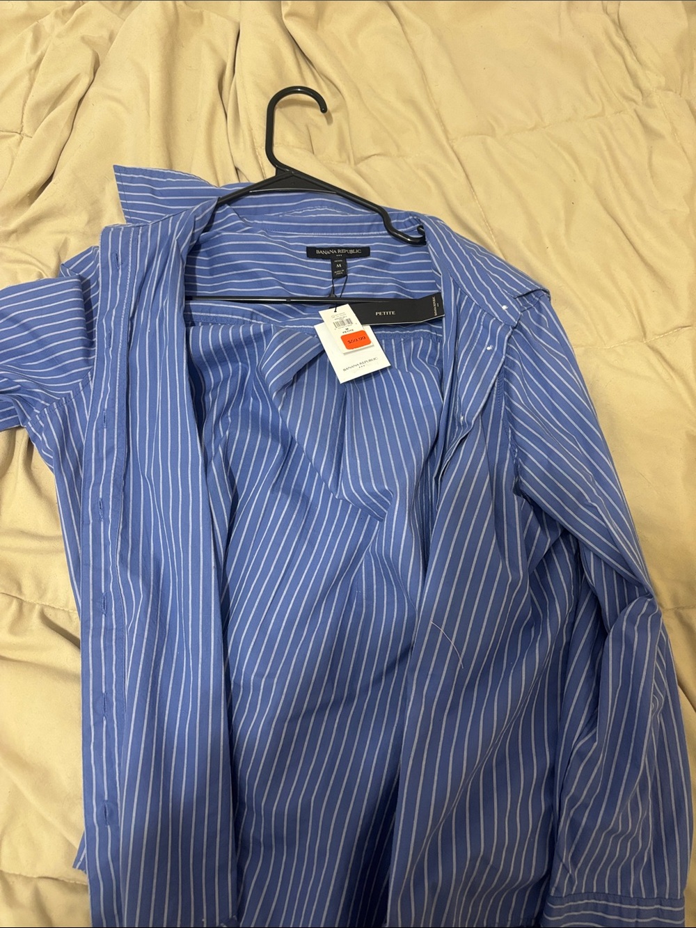 Banana Republic Blue and White Vertical Stripe Dress Shirt
